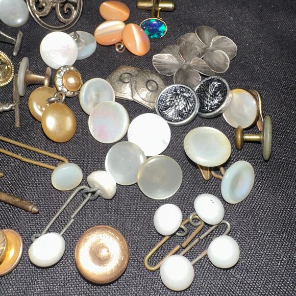 Random mix assortment antique vintage cufflinks buttons jewelry bundle lot - Picture 5 of 7